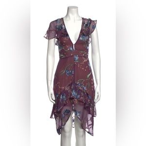 Purple Floral Print Midi Length Dress - For Love & Lemons